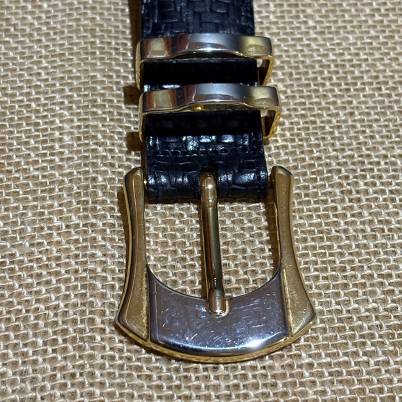 Mezlan Men's Leather Dress Belt Black Made in Spain Sz 40 2-Tone Buckle 1¼" Wide - Picture 3 of 13